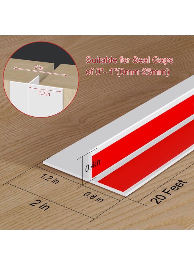 Benory T-Shaped Silicone Seal Strip for Door & Windows, 20Ft Weatherproof Draft Stopper, Gap Seal for Door Sides (White) - Image 2