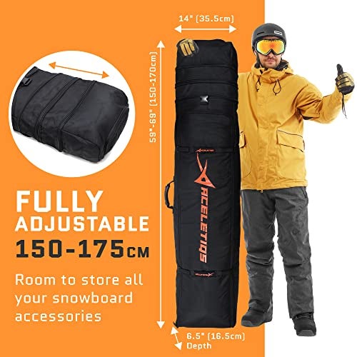 ACELETIQS Snowboard Bag with Wheels | Store all your Snowboarding Gear | Snowboard Bag for Air Travel | Waterproof Design | Fully Adjustable fit 150cm-170cm | Rollup Design for Ultimate Portable Storage - Image 3
