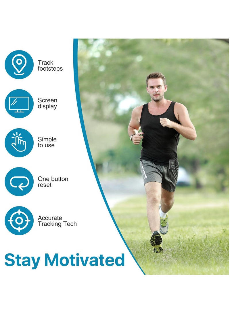 KASTWAVE - 3D Pedometer for Walking, Simple Digital Step Counter with Removable Clip and Lanyard, Accurate Pedometers for Steps Track with Large LCD Display for Men Women Kids Walking Running Hiking Sports - Image 1