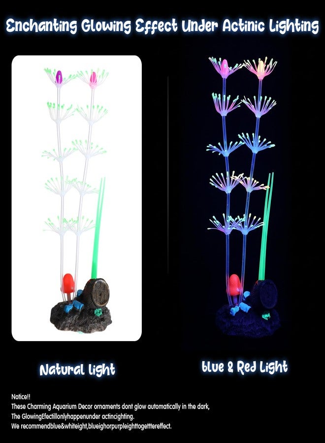 BrightRow 8 Pcs Aquarium Decorations Large Fish Tank Decorations Colorful Coral Reef Broken Barrel Decor Glowing Artificial Plants Ornament Resin Starfish Rainbow Glow in the Dark Fish Tank Gravel - Image 4