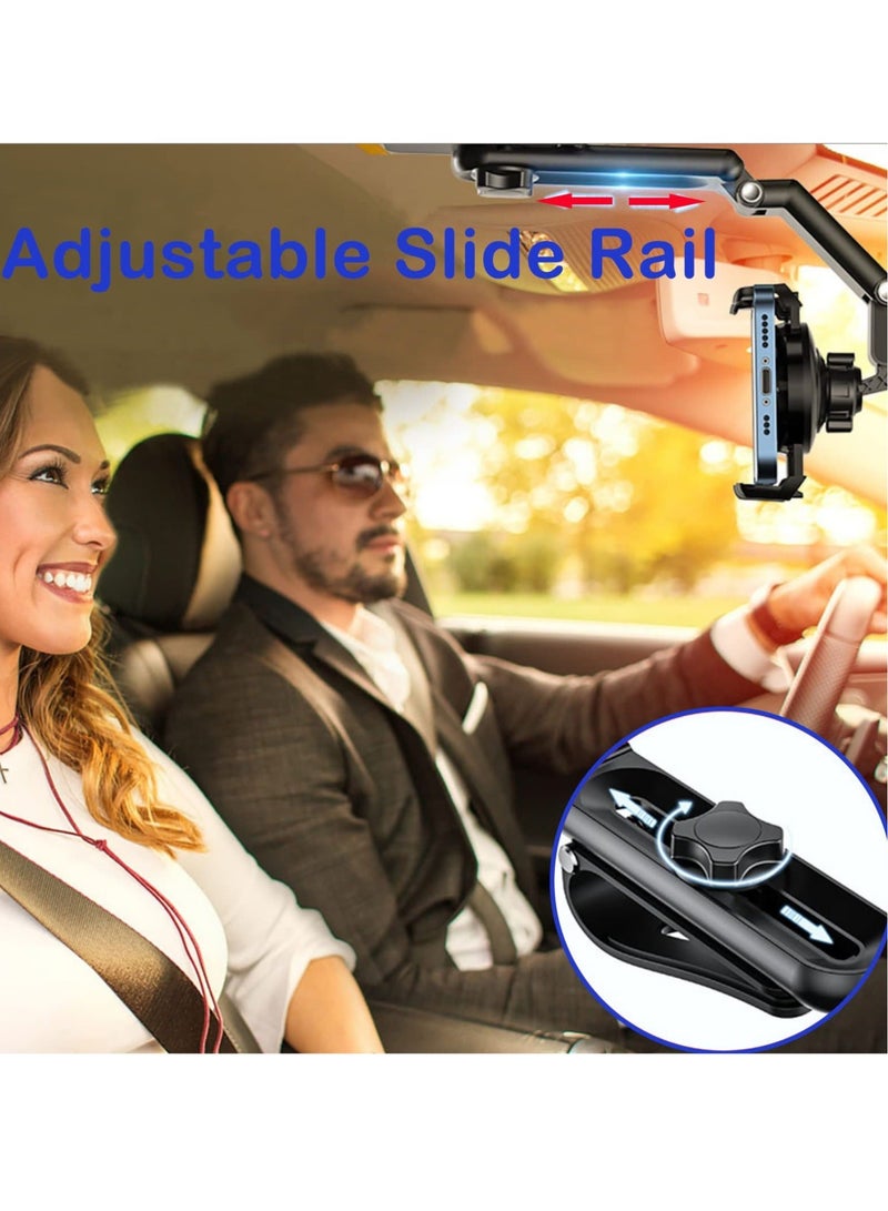 Captaintech Car Phone Holder + USB Cable, 360° Multifunctional Car Sun Visor Phone Holder Universal Adjustable Cell Phone Holder for Car Home Kitchen Compatible with Most Cell Phones - Image 4