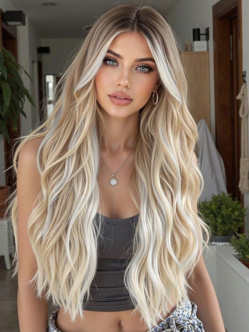 Synthetic Heat-Resistant Curly Gradient Pink Wig, 28 Inches Long, Natural and Realistic Fiber Hairpiece for Daily  Use