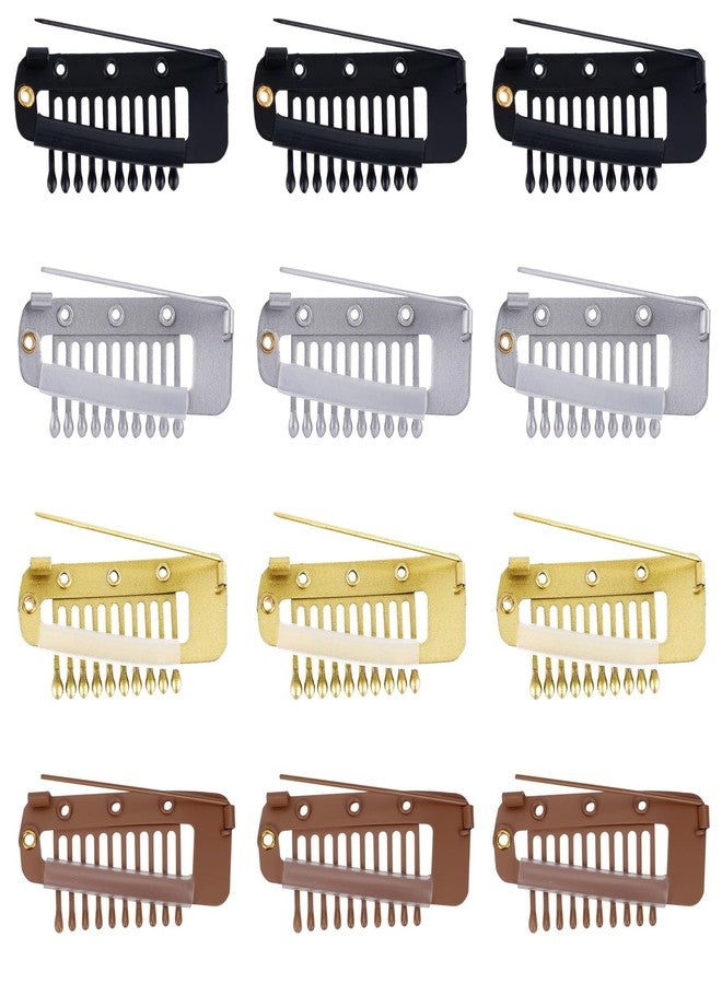 NQEUEPN 12pcs Clip with Safety Pins, 10-Teeth Hair Extension Snap Clip to Secure Setting Clips for Girls, Women's Headscarf & Hijab - Image 1