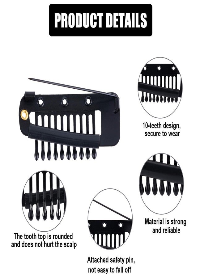 NQEUEPN 12pcs Clip with Safety Pins, 10-Teeth Hair Extension Snap Clip to Secure Setting Clips for Girls, Women's Headscarf & Hijab - Image 3