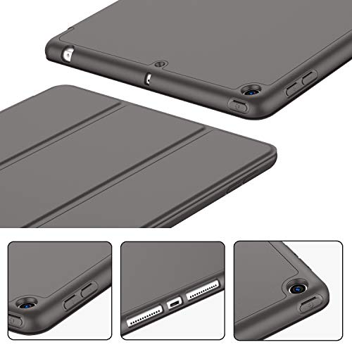 iMieet iPad 9th Generation Case 2021/iPad 8th Generation Case 2020 10.2 Inch with Pencil Holder, iPad 7th Gen 2019 Case with Soft Baby Skin Silicone Back, Auto Wake/Sleep Cover (Dark Gray) - Image 4