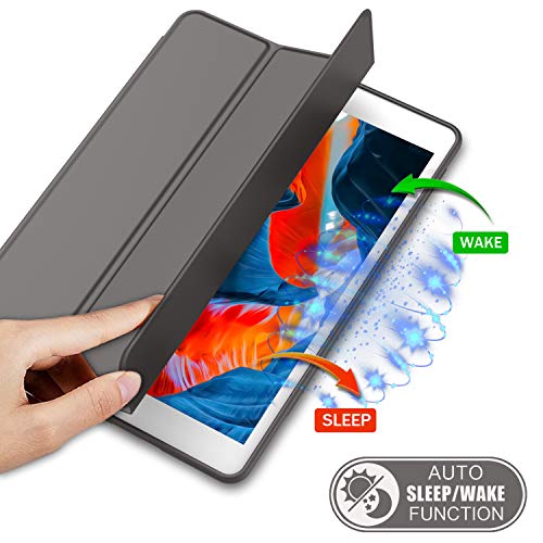 iMieet iPad 9th Generation Case 2021/iPad 8th Generation Case 2020 10.2 Inch with Pencil Holder, iPad 7th Gen 2019 Case with Soft Baby Skin Silicone Back, Auto Wake/Sleep Cover (Dark Gray) - Image 3