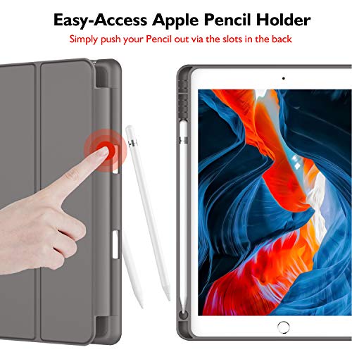 iMieet iPad 9th Generation Case 2021/iPad 8th Generation Case 2020 10.2 Inch with Pencil Holder, iPad 7th Gen 2019 Case with Soft Baby Skin Silicone Back, Auto Wake/Sleep Cover (Dark Gray) - Image 2