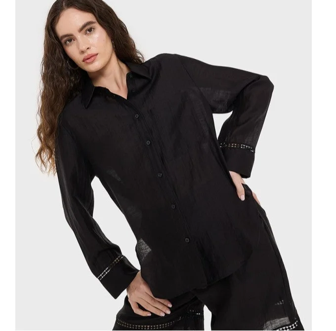 Bcbg BCBG Slub Solid Front Open Shirt
