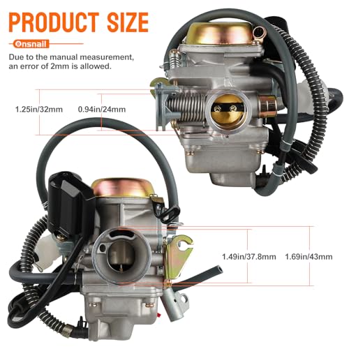 Onsnail 150cc gy6 carburetor PD24J for 4 Stroke Engines 125cc 150cc 152QMJ 157QMI 24mm for Motorcycle Scooter ATV Go Kart with Electric Choke Intake Manifold - Image 2