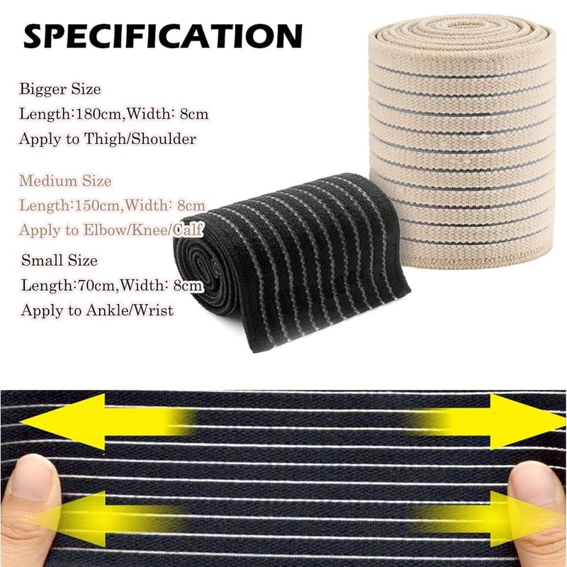 Ideal Swan Compression Bandage, 6 Pieces Elastic Wrap Knee Support Brace, Breathable Ankle Support Brace Knee Bandage Calf Support, Knee Brace Support For Women Men Sports, Running - Image 2