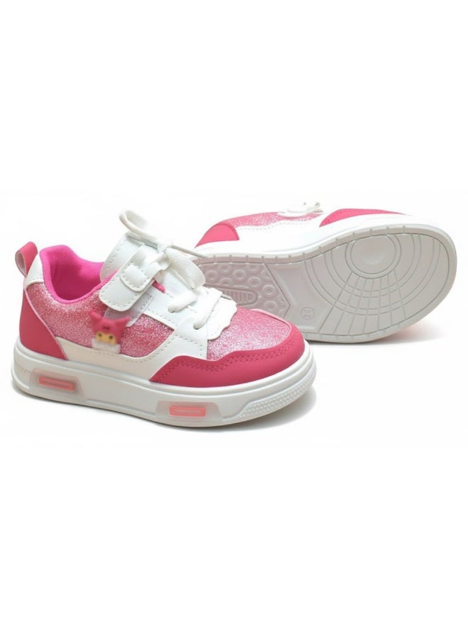 سنيكر أطفالي مريح بتصميم مرح, نعل متين وخفيف مع بطانة مريحة، حزام سهل للارتداء اليومي نعل مضئ