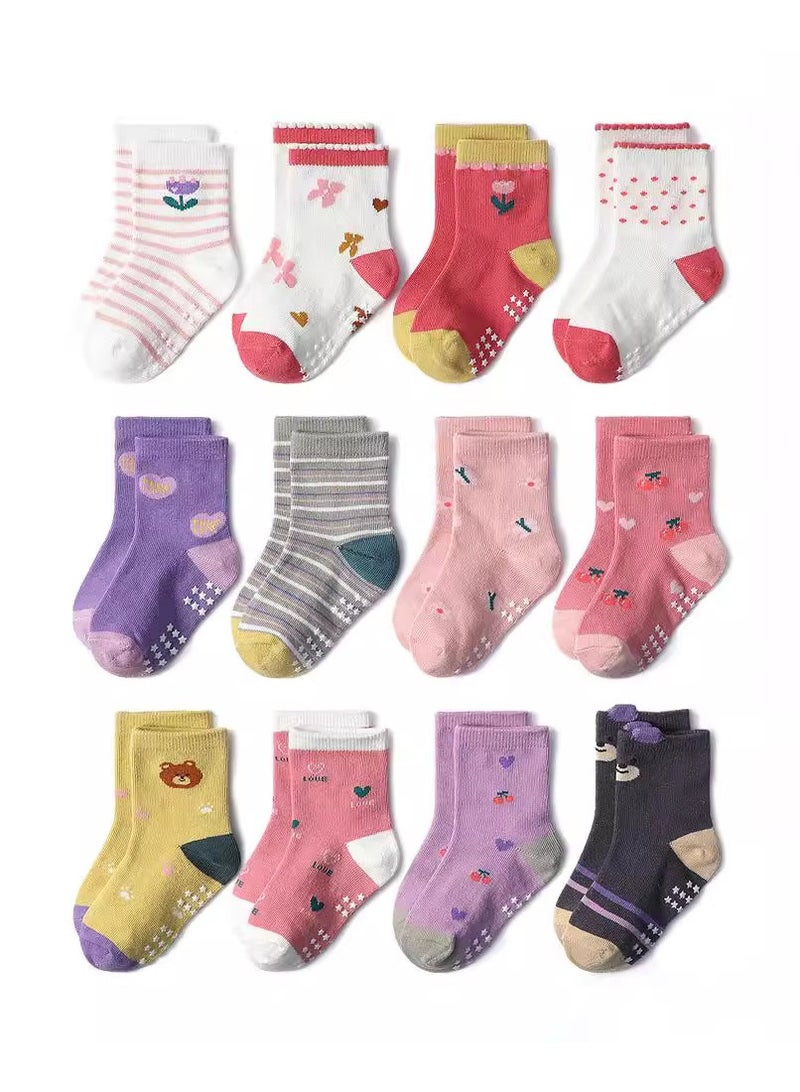Children's Floor Socks Baby Non-Slip Socks 12 Pairs - Image 1