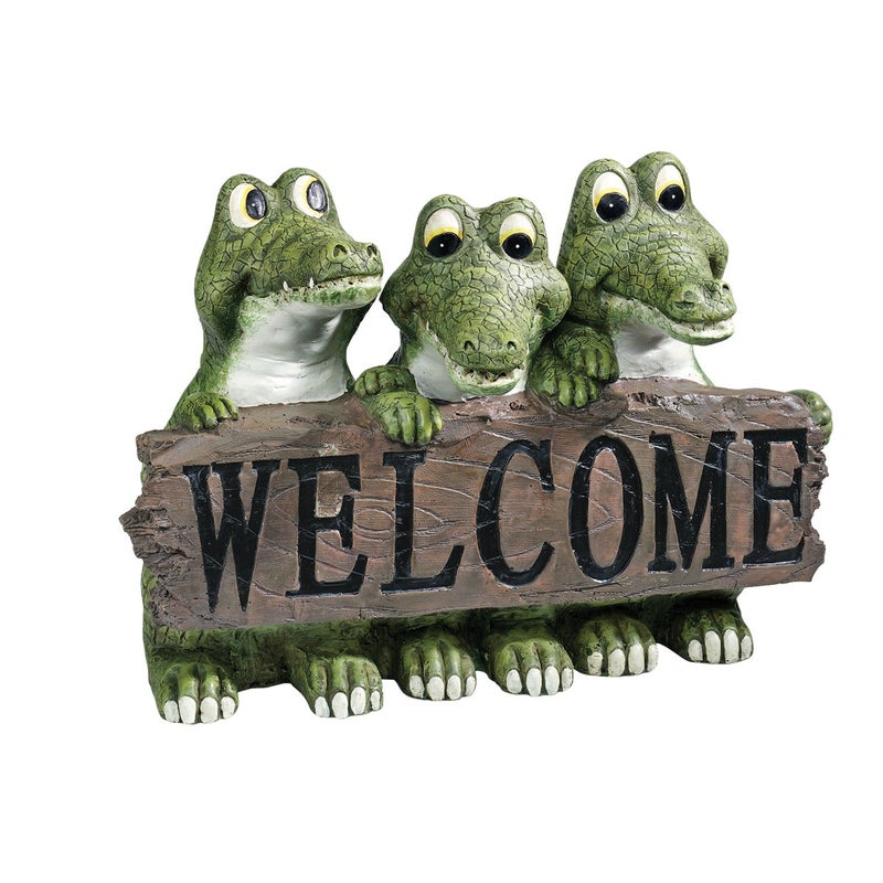 Design Toscano EU10544 Ragin' Cajun Crocodile Welcome Statue,Full Color 11.5"Wx7.5"Dx8"H - Image 1