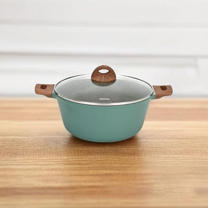 Fissman Non Stick Stockpot 28Cm With Glass Lid 38L Aluminum Greblon C2 Coating 125Cm Deep Stockpot Firenze Coating Induction Bottom Compatible For All Stovetops  Ceramic Coating  Pfoa Free - Image 1
