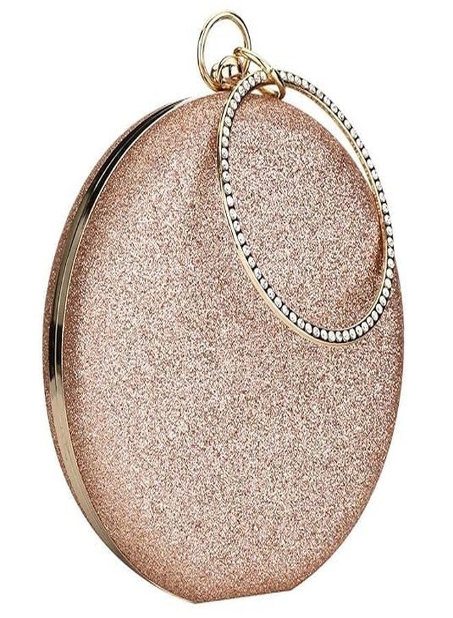 junelux Round Glitter Clutch Purse with Rhinestone Ring Handle � Sequin Evening Bag for Wedding, Prom & Cocktail Party. - Image 1