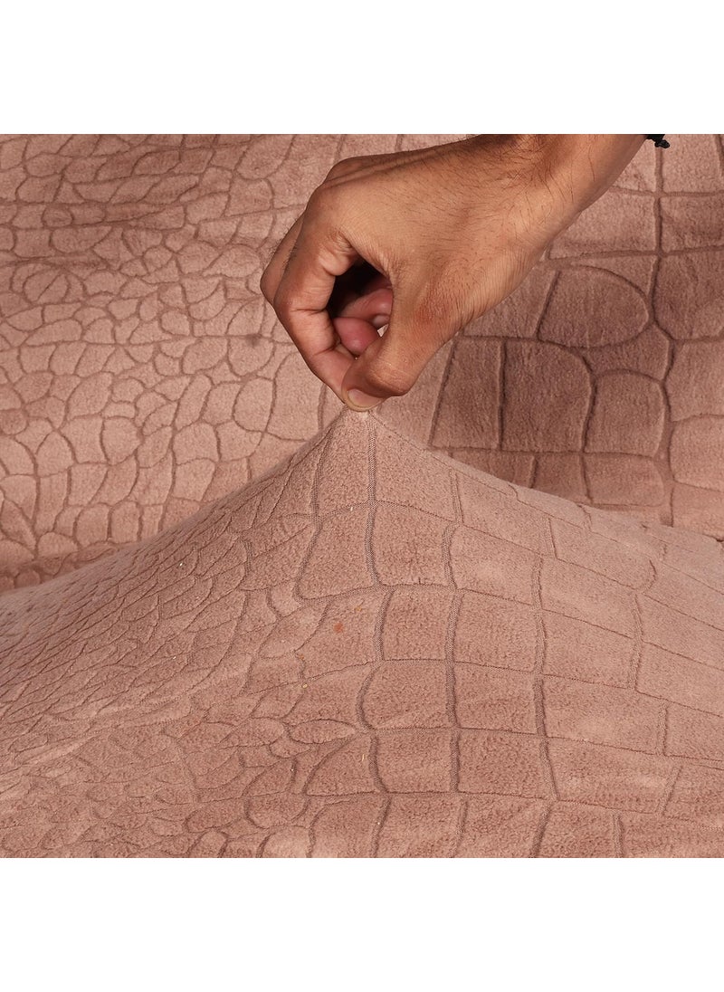 HOUSE OF QUIRK House of Quirk Universal Jacquard Crocodile Fabric Sofa Cover Soft Touching Cover for Couch Flexible Stretch Sofa Slipcover (Two Seater, Coffee)  - Image 4