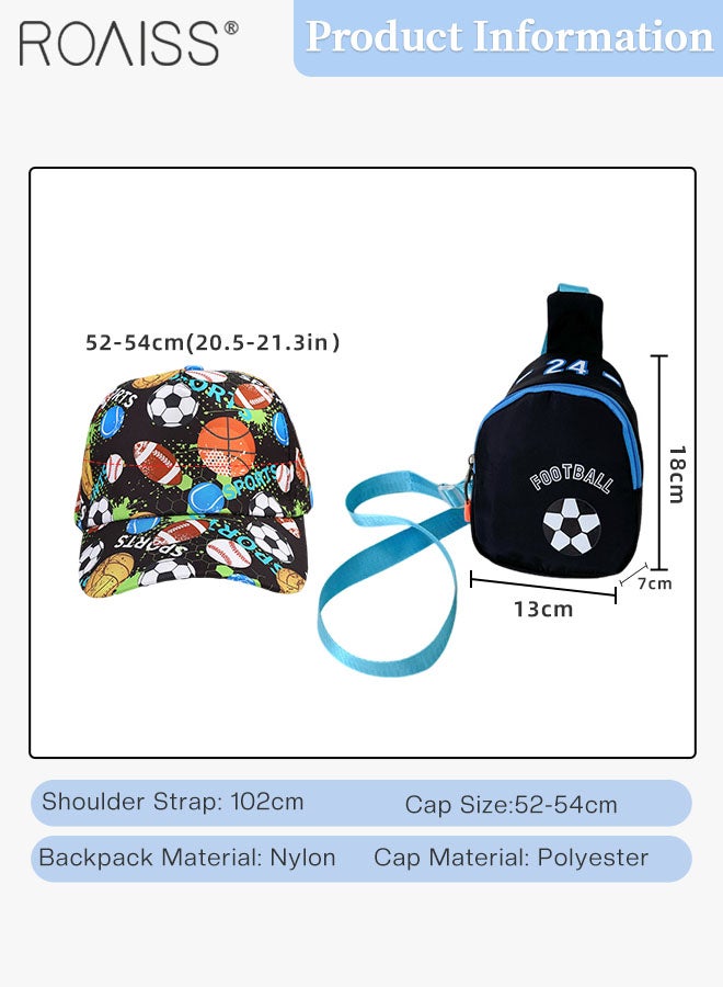 roaiss 2 Pcs Boys Baseball Cap and Shoulder Bag Set, Cartoon Printed Sun Hat, Summer Outdoor Travel Sports Peaked Hat and Crossbody Vacation Beach Bag for Boy  - Image 3