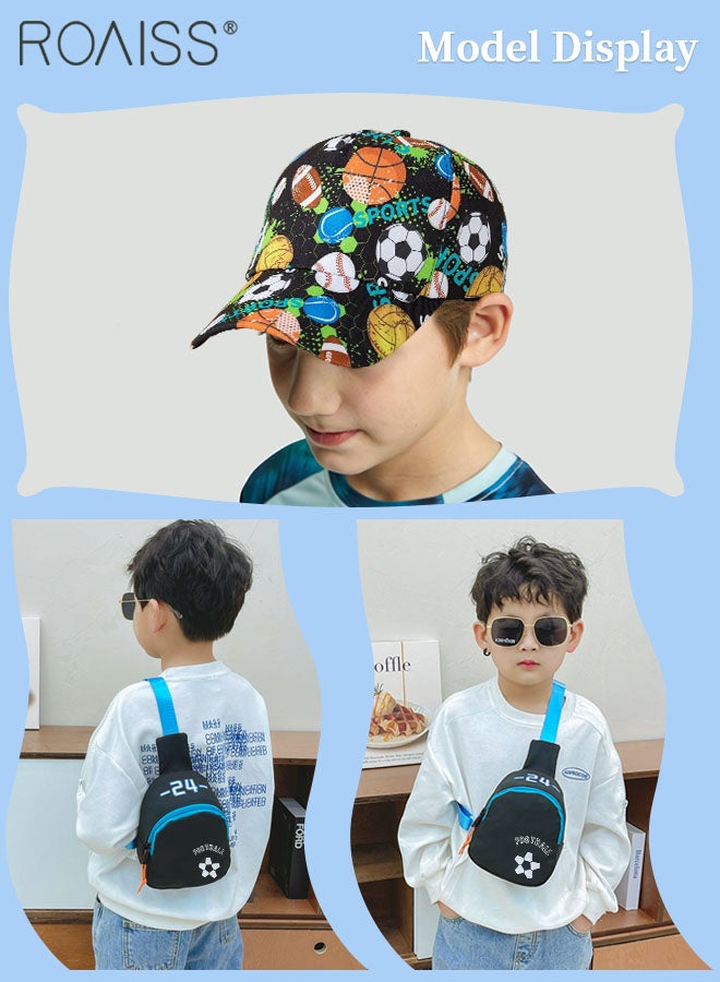 roaiss 2 Pcs Boys Baseball Cap and Shoulder Bag Set, Cartoon Printed Sun Hat, Summer Outdoor Travel Sports Peaked Hat and Crossbody Vacation Beach Bag for Boy  - Image 2