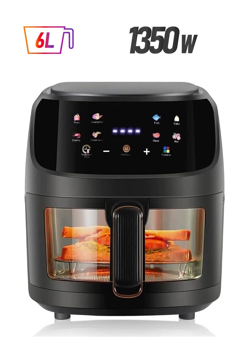 vesus Fryer 6L Glass with Touch Screen,and 360° air convection system, multi-function, Visable Cooking Window, with Odor Erase Technology - Image 1