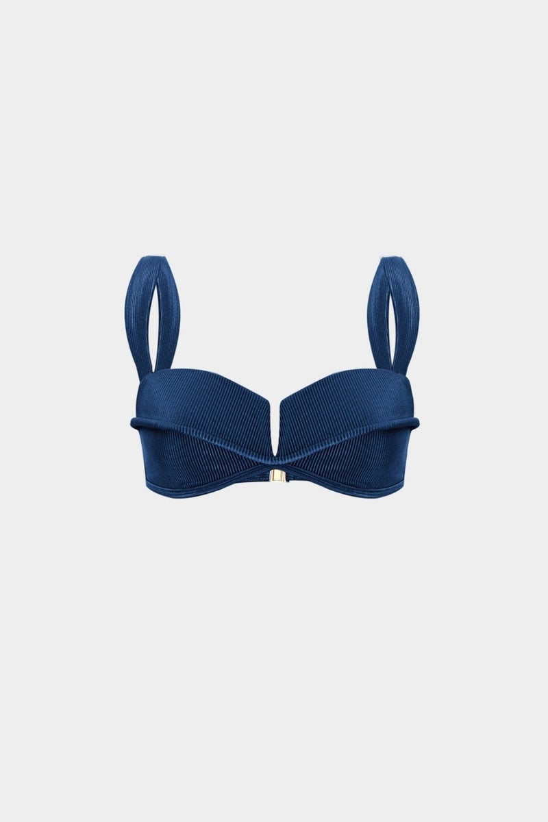 Açelya Okcu Acelya Okcu Premium Textured Piping Detailed Rhea Fit Women's Bikini Top  - Image 2