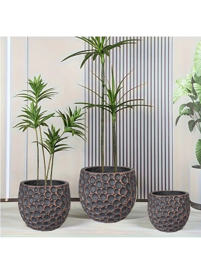 DRAMA HOME Stone-Textured Decorative Planter Set – An Artistic Touch for Artificial & Natural Plants  - Image 1