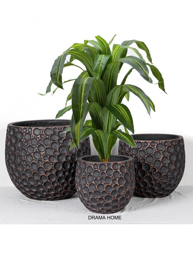DRAMA HOME Stone-Textured Decorative Planter Set – An Artistic Touch for Artificial & Natural Plants  - Image 3