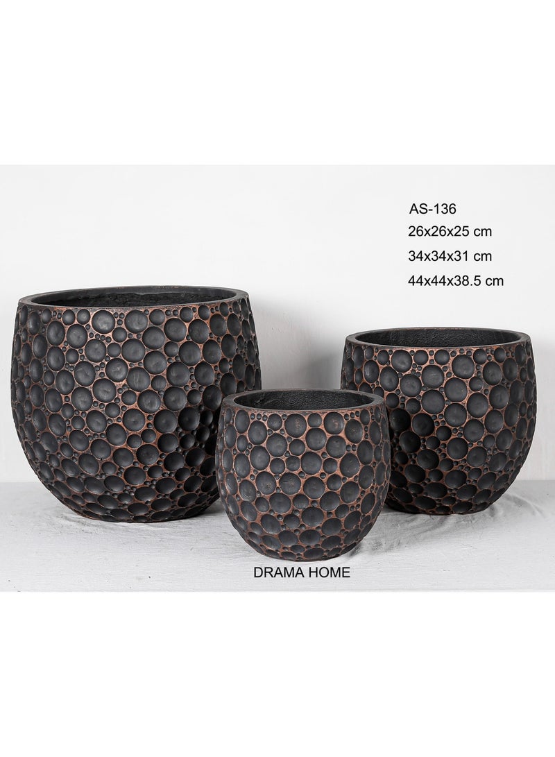 DRAMA HOME Stone-Textured Decorative Planter Set – An Artistic Touch for Artificial & Natural Plants  - Image 2