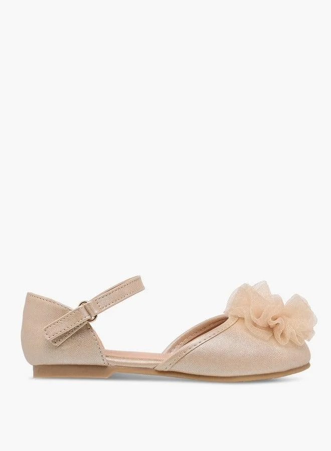 جونيورز حذاء باليرينا بناتي بزخارف زهور وإغلاق بشريط لاصق