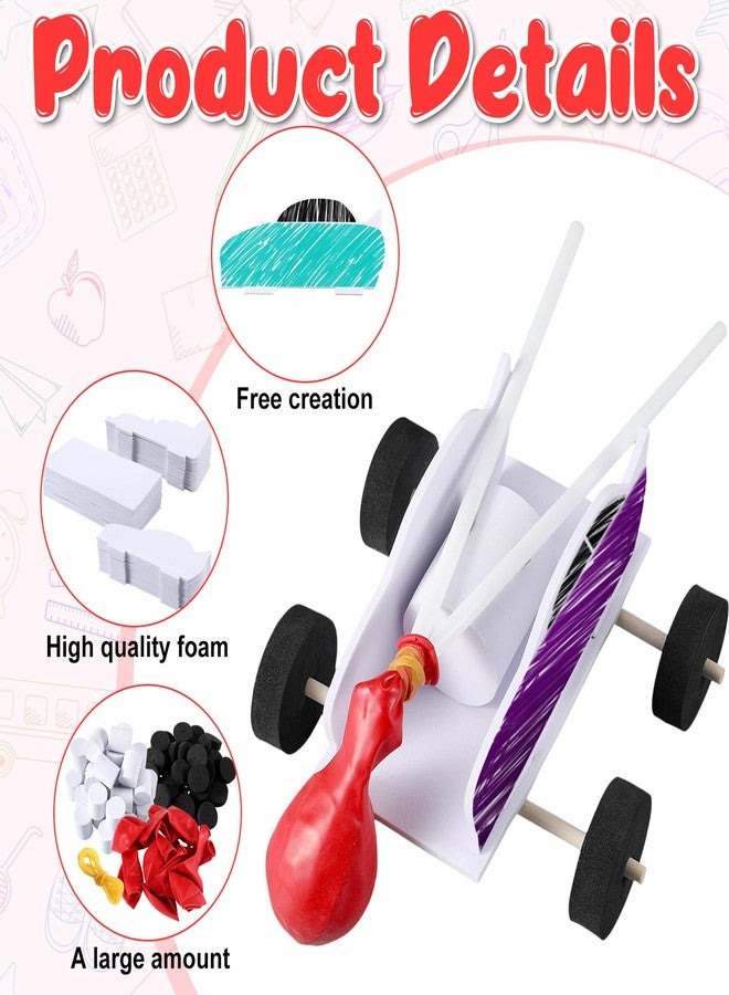 Sonwyoung 20 Sets Car Balloon DIY Steam Kits Balloon Power Car Kits Recoil Car for Kids Classroom Stem Educational and Science Activities - Image 3