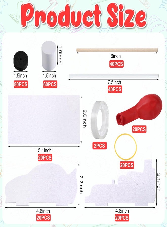 Sonwyoung 20 Sets Car Balloon DIY Steam Kits Balloon Power Car Kits Recoil Car for Kids Classroom Stem Educational and Science Activities - Image 2