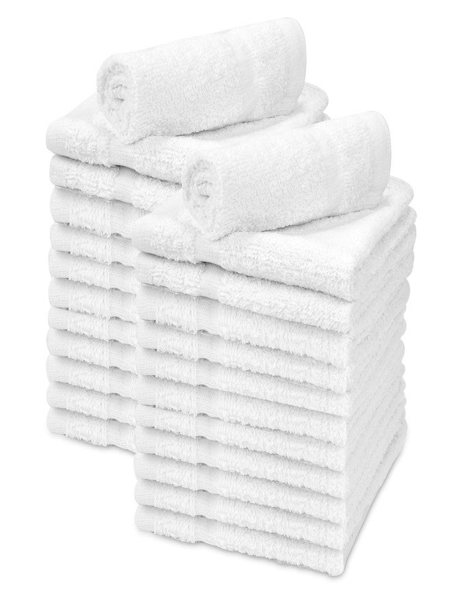 Talvania Washcloths Towels Super Absorbent Terry Towel 100% Ring Spun Cotton White Wash Cloth with Border Design Ideal for Face Wash Long Lasting Multi-Purpose Gym Spa Home Bath Towel 24 Pack 12"X12" - Image 1