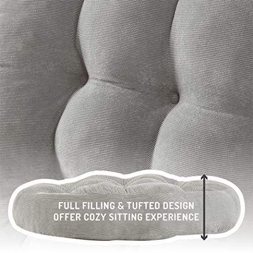 Degrees of Comfort Meditation Floor Pillow, Round Large Pillows Seating for Adults, Tufted Corduroy Cushion for Tatami Living Room, Grey, 22 Inch - Image 3