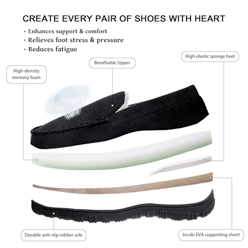 shoeslocker Slippers for Men Indoor Outdoor Mens Moccasin Slippers Black Size 8 - Image 4