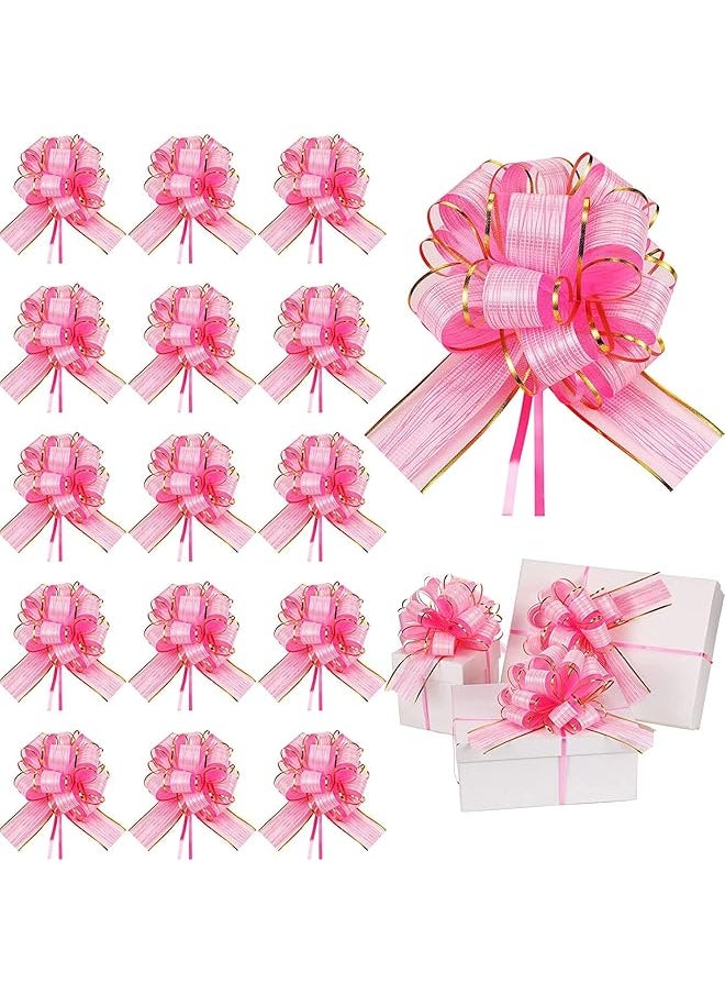 The Bros Pull Bow Wrapping, Ribbon Pull Bows, for Wedding Baskets, Multicolor Ribbon Bow to Wrap Box or Floral Decoration, 6 Inches Diameter, 20 Pieces (Pink) 