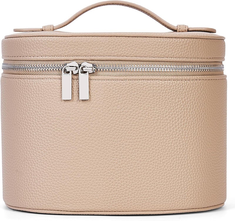 YFGBCX Makeup Bag Vanity Case with Removable Divider Travel Toiletry Bag Portable Cosmetic Bag Makeup Organizer Case, Nude, 7.87x5.91x5.51 inches - Image 1