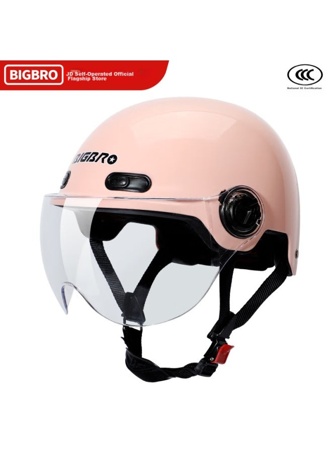 Bigbro 008 Pink New National Standard 3c Electric Motorcycle Helmet For Men And Women, Summer Sun Protection, All-season Universal, Electric Scooter Summer Half Helmet - Image 1