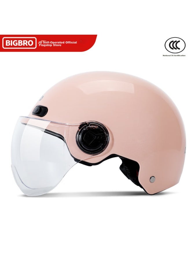 Bigbro 008 Pink New National Standard 3c Electric Motorcycle Helmet For Men And Women, Summer Sun Protection, All-season Universal, Electric Scooter Summer Half Helmet - Image 2