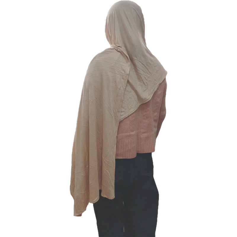 HURESON Premium Instant Hijab Scarf Cotton Hijabs For Women Soft Head Wraps, Ready to wear hijab, Abaya, Instant hijabs (Beige) - Image 3