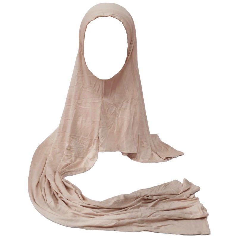 HURESON Premium Instant Hijab Scarf Cotton Hijabs For Women Soft Head Wraps, Ready to wear hijab, Abaya, Instant hijabs (Beige) - Image 1