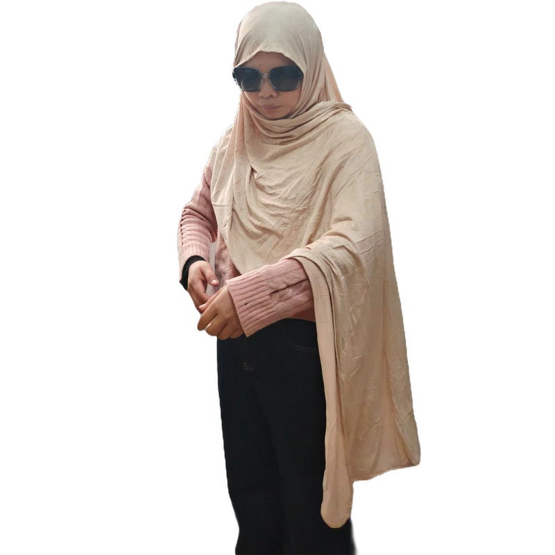HURESON Premium Instant Hijab Scarf Cotton Hijabs For Women Soft Head Wraps, Ready to wear hijab, Abaya, Instant hijabs (Beige) - Image 4