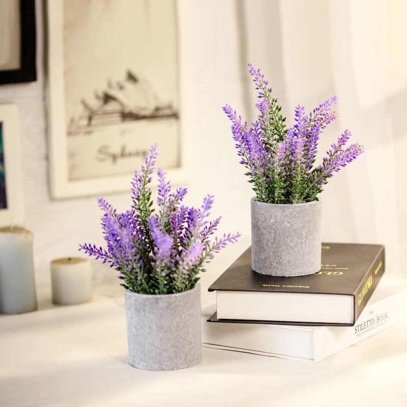 CADNLY Artificial Lavender Plant in Pots - Faux Lavender Flowers Decor â€“ Fake Flowers Purple Decor Plant Potted Bathroom Bedroom Kitchen Farmhouse Home 2 Pack - Image 2
