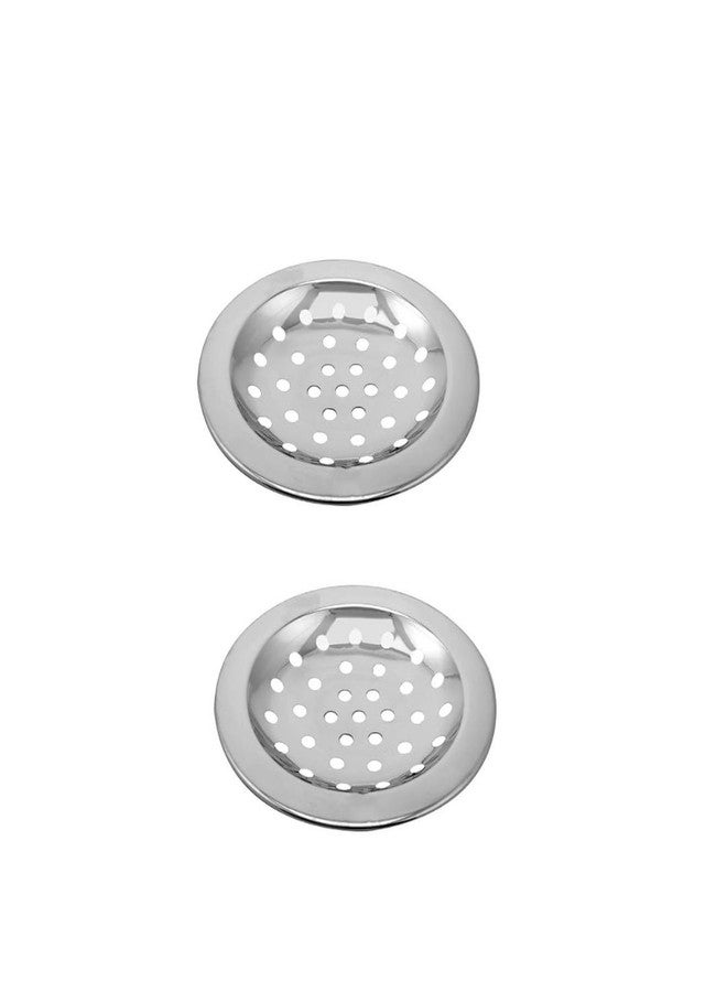 BATHONIX Stainless Steel 3" Inch Plain Drain Strainer Chrome Finish Jali for Bathroom & Kitchen (Pack of 2) - Image 1