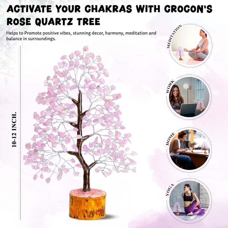 Crocon Rose Quartz Crystal Tree Home Decor and Pink Room Decor, Healing crystals Chakra Tree of Life Birthday Gifts for Women Mom Her Sister House warming Gifts New Home Spiritual Presents womens Gift - Image 3