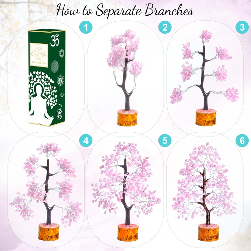 Crocon Rose Quartz Crystal Tree Home Decor and Pink Room Decor, Healing crystals Chakra Tree of Life Birthday Gifts for Women Mom Her Sister House warming Gifts New Home Spiritual Presents womens Gift - Image 4