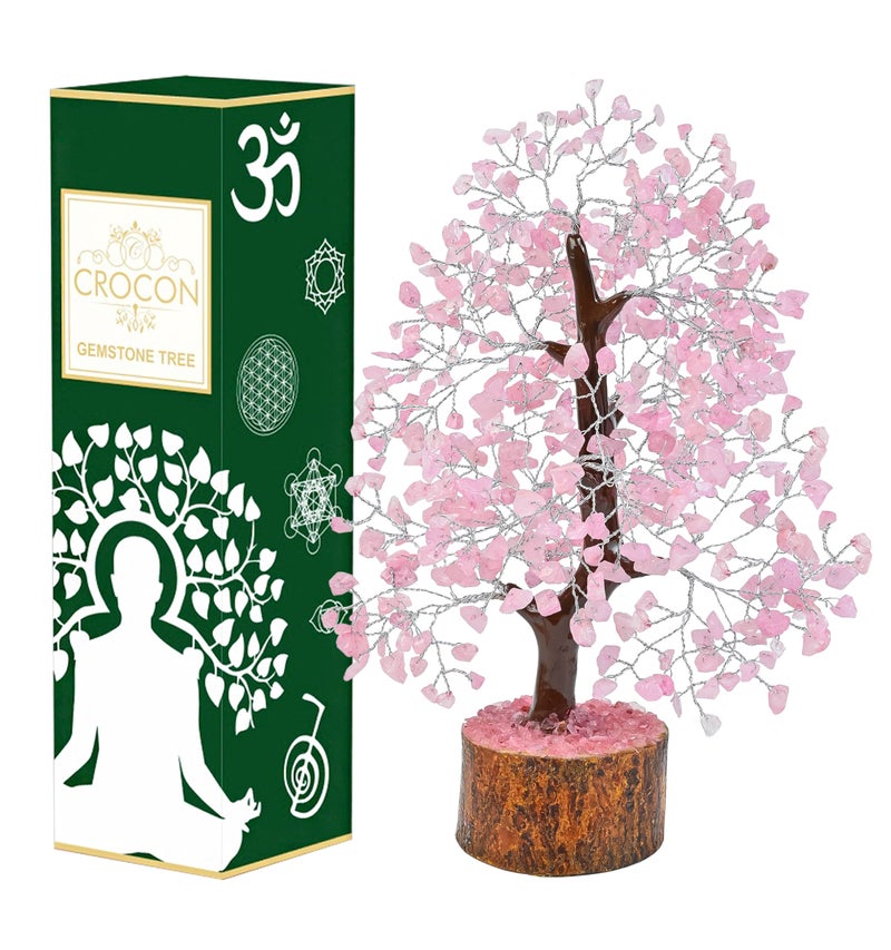 Crocon Rose Quartz Crystal Tree Home Decor and Pink Room Decor, Healing crystals Chakra Tree of Life Birthday Gifts for Women Mom Her Sister House warming Gifts New Home Spiritual Presents womens Gift - Image 1