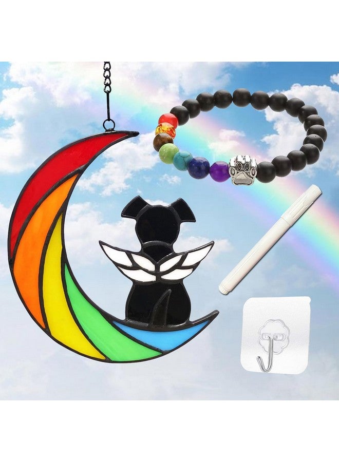 Generic Dog Memorial Gifts for Loss of Dog,Rainbow Bridge Dog Memorial Gifts,Pet Memorial Gifts,Rainbow Bridge for Beloved Dog Paw Print Bracelet,Suncatcher Gifts,Dog Sympathy Gift,Dog Remembrance Gift  - Image 1