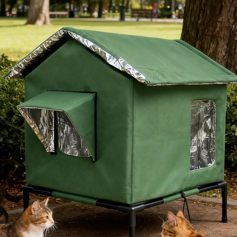 Winter Outdoor Cat House Insulated Pet Shelter 40x36x50cm Weather Resistant - Image 4