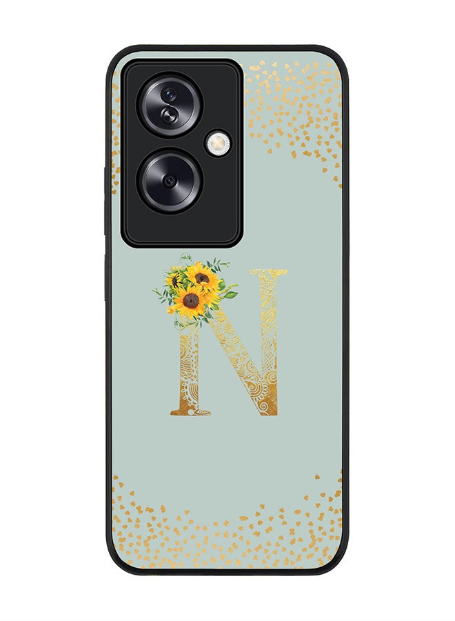 Stylizedd Rugged Black Edge Case for OnePlus Nord N30 SE,Slim fit Flexible Case Cover Custom Monogram Initial Letter Floral Pattern Alphabet - N (Light Grey) - Image 1