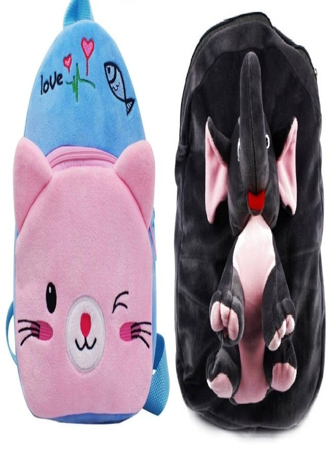 blue tree Cute Kids Backpack Toddler Bag Plush Animal Cartoon Mini Travel Bag for Baby Girl Boy 1-6 Years (Blue Cat-Full Body Elephant) - Image 1