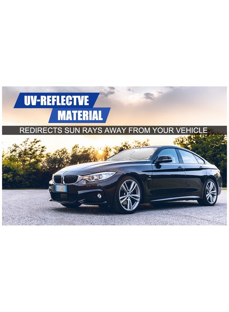 Generic Round Foldable Car Windshield Sunshade Front Windshield Reflective Protector Top Blocks UV Rays And Sun Heat Protection Keeps Vehicle Cooler During Hot Sunny Days 150 * 70CM  - Image 5